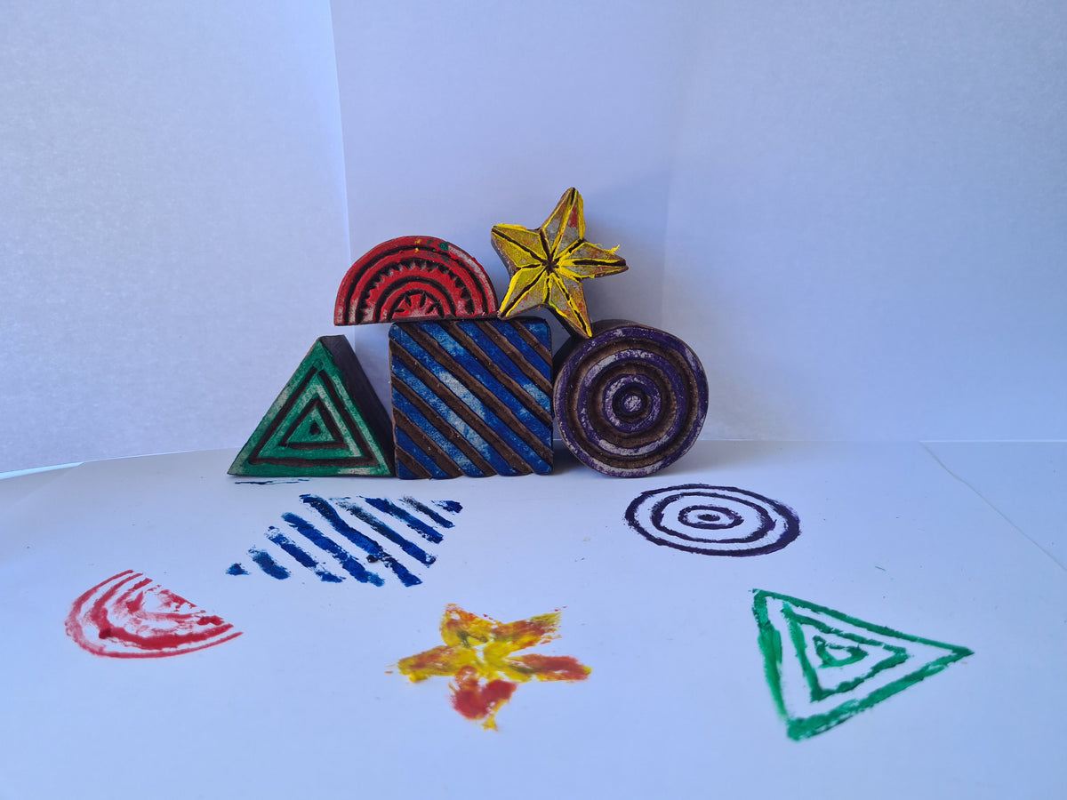 Wooden Shapes Block | Trace, Stack & Reusable Stamps for Kids – Primary ...